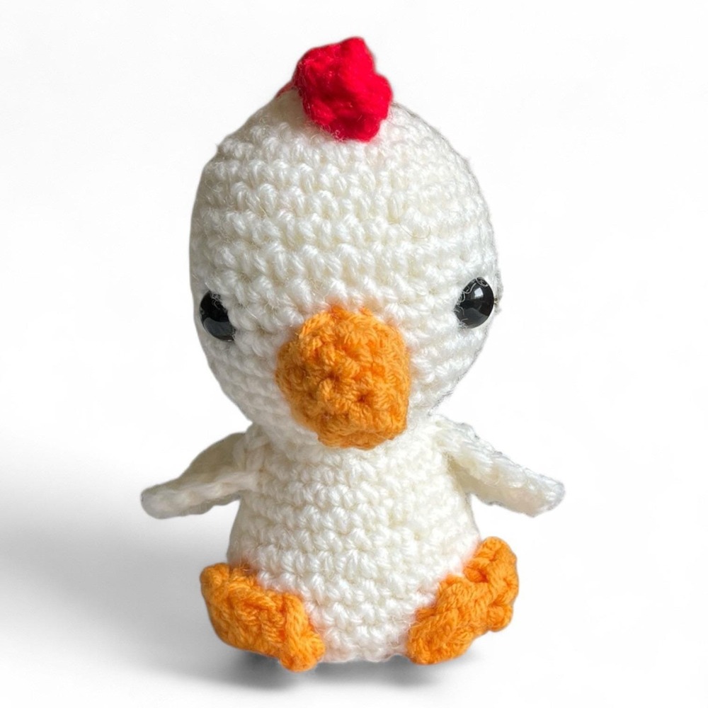 Handmade Crochet Rooster Amigurumi Small Stuffed Farm Animal Plush 3.5" Tall